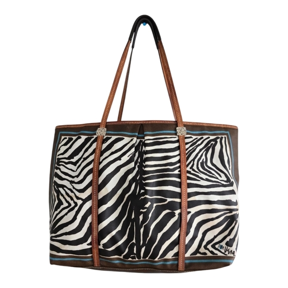 Brigthon Vera Shoulder HandBag Women Zebra Print Leather Large Flaw - Picture 1 of 16
